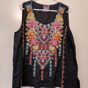 PreOwned Johnny Was black linen sleeveless top